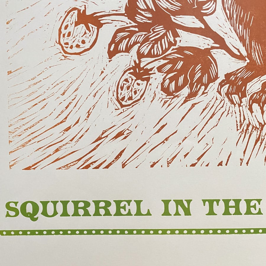 Squirrel in the Strawberry Patch, Letterpress Poster Jen Whiskerd - Image 3