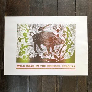 Wild Boar in the Brussel Sprouts, Letterpress Poster Jen Whiskerd - Image 4