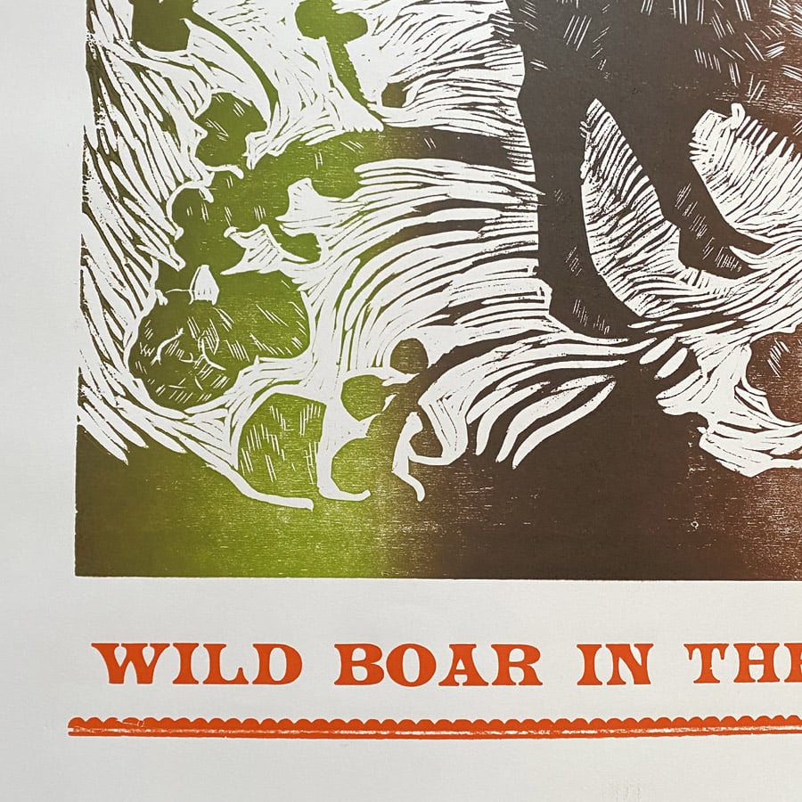 Wild Boar in the Brussel Sprouts, Letterpress Poster Jen Whiskerd - Image 3
