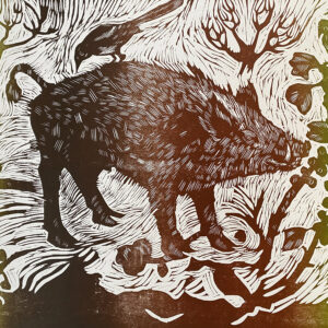 Wild Boar in the Brussel Sprouts, Letterpress Poster Jen Whiskerd - Image 2