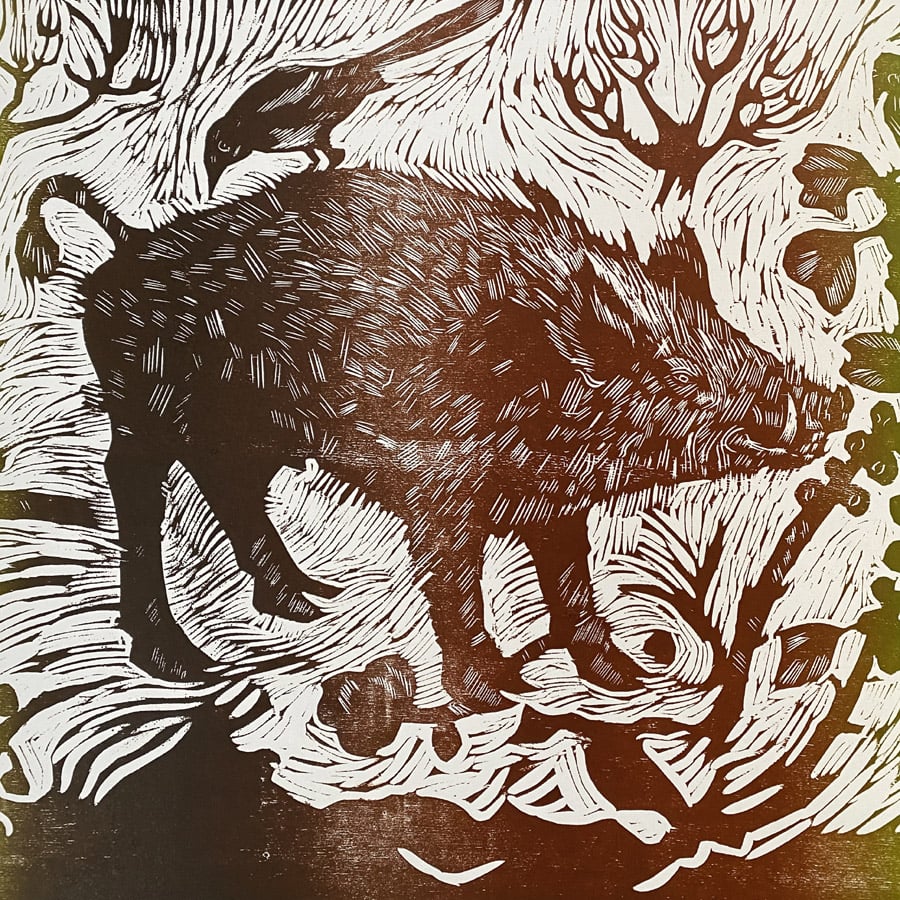 Wild Boar in the Brussel Sprouts, Letterpress Poster Jen Whiskerd - Image 2