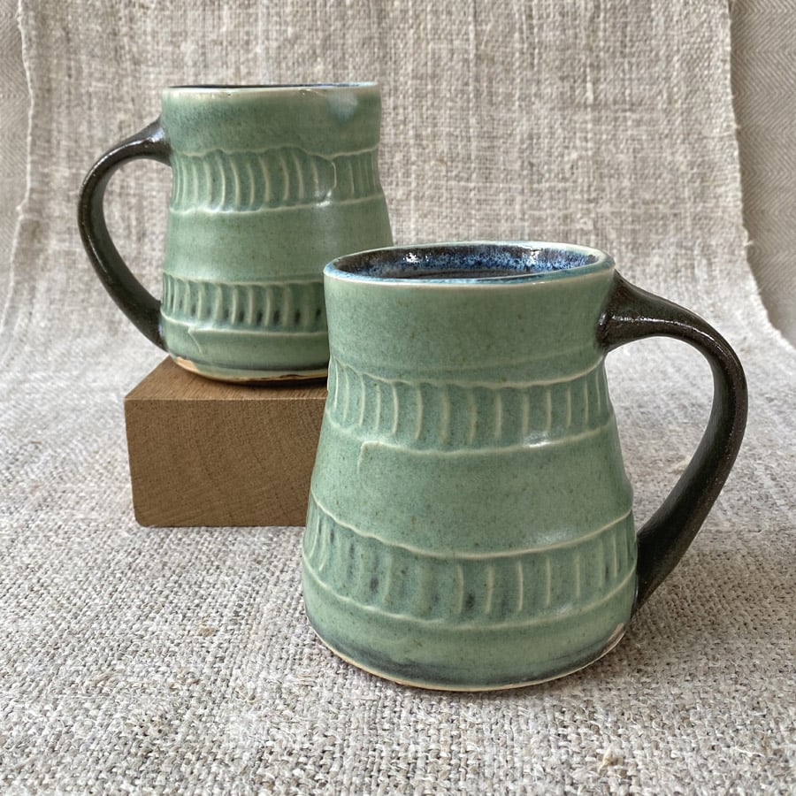 Kat Wheeler Large Mug - Green Stripe KWRM