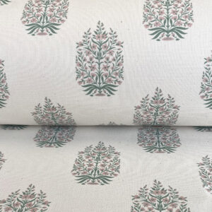 Kamala on Ivory - Soft Green and Carnation Pink - Image 3
