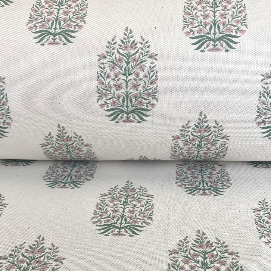 Kamala on Ivory - Soft Green and Carnation Pink - Image 3