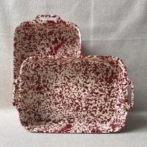 Enamelware Lasagna Pan - Burgundy and Cream - Image 3