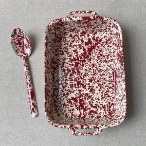 Enamelware Lasagna Pan - Burgundy and Cream - Image 1