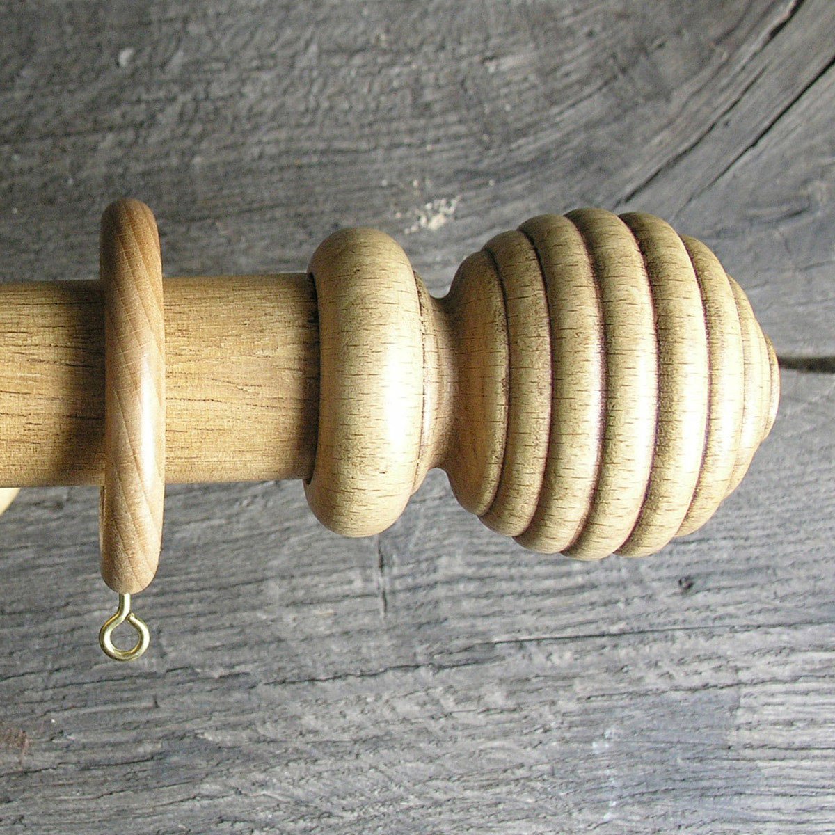 35mm Wooden Curtain Pole Set - Light Oak - Image 2