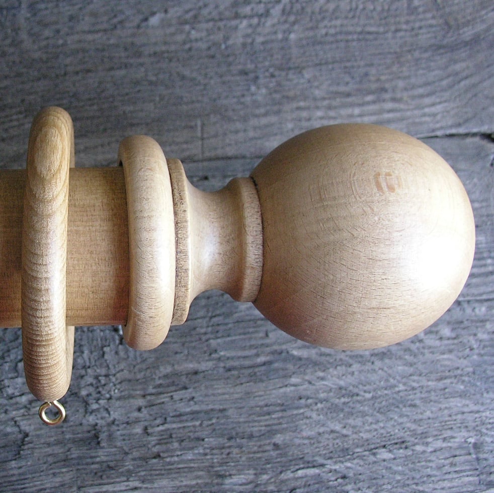 50mm Wooden Curtain Pole Set - Light Oak Finish - Image 4