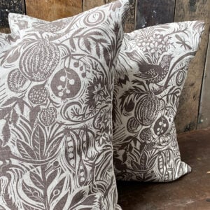 SQUIRREL AND SUNFLOWER CUSHION - CHARCOAL - Image 1