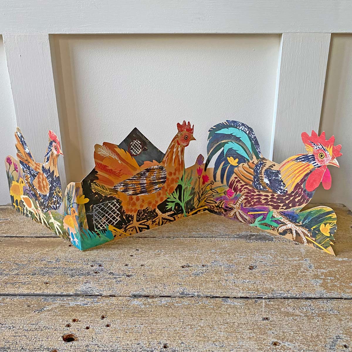 Mark Hearld Fold out Card - Chickens - Image 1