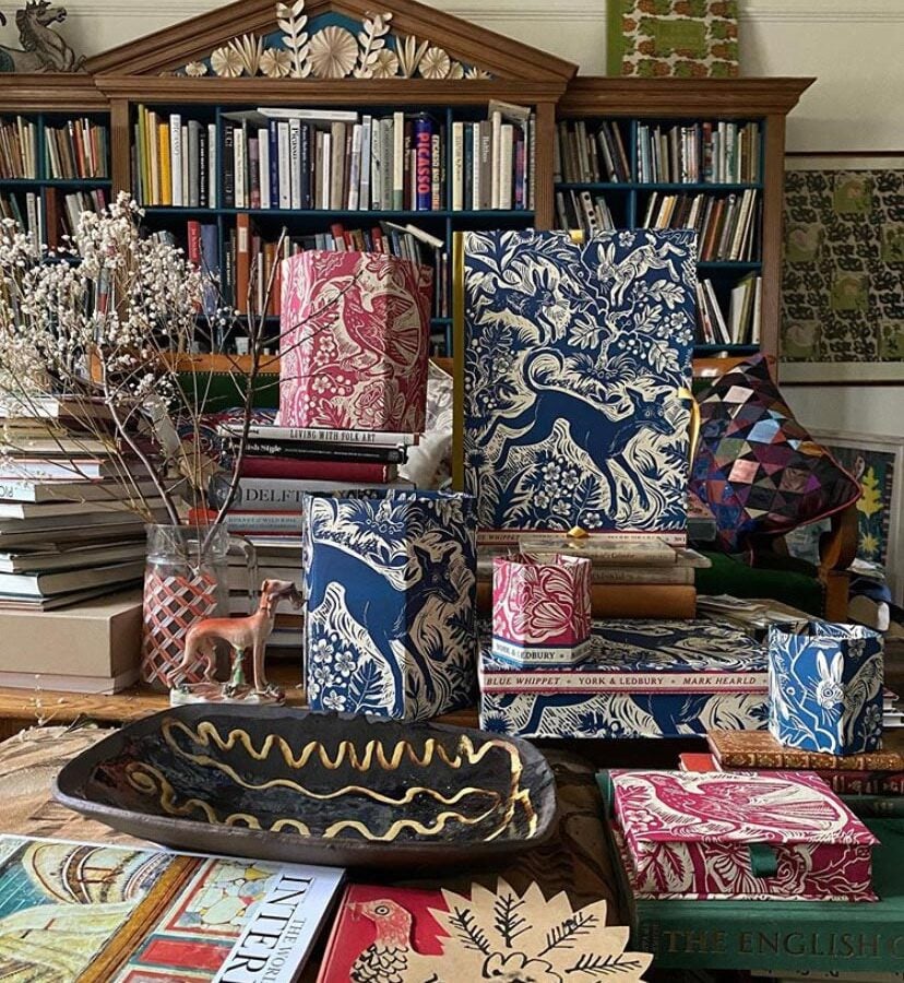 Mark Hearld Blue Whippet Waste Paper Bin - Image 3