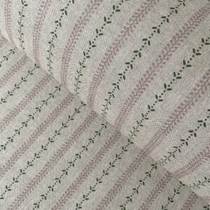Maya Stripe Natural - Pink and Leaf Green - Image 1