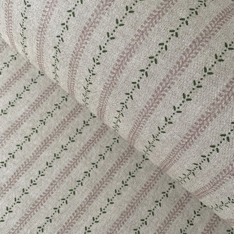 Maya Stripe Natural - Pink and Leaf Green