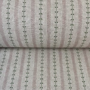 Maya Stripe Natural - Pink and Leaf Green - Image 3
