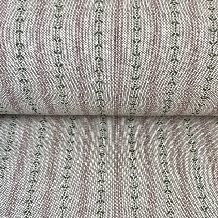Maya Stripe Natural - Pink and Leaf Green - Image 3