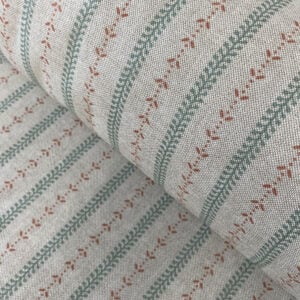 Maya Stripe Natural - Seagreen and Coral - Image 1