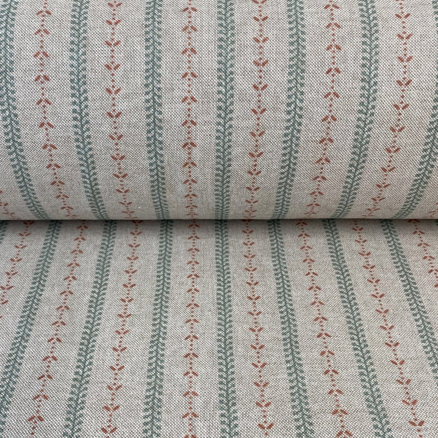 Maya Stripe Natural - Seagreen and Coral - Image 3