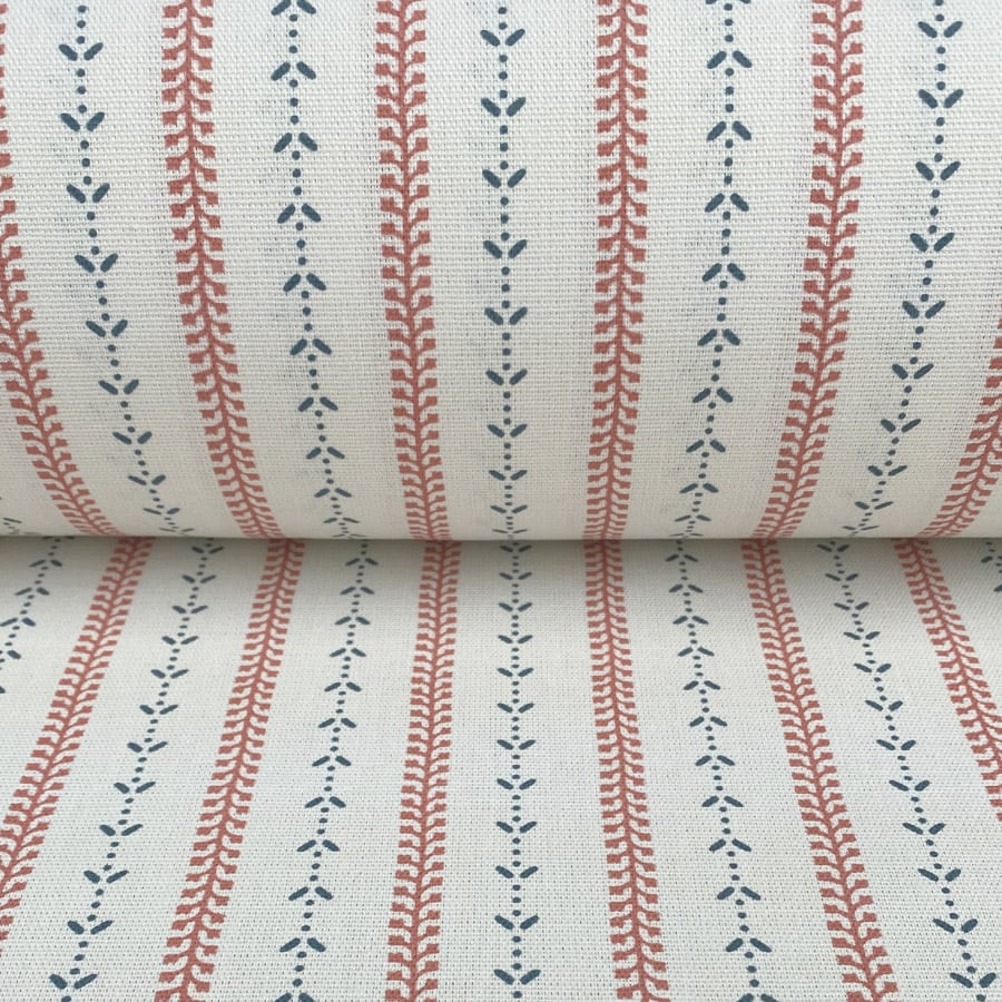 Maya Stripe Ivory - Indigo and Coral - Image 3