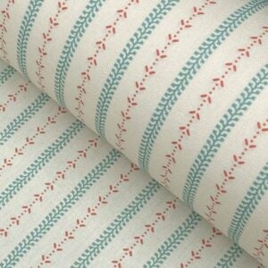 Maya Stripe Ivory - Seagreen and Coral