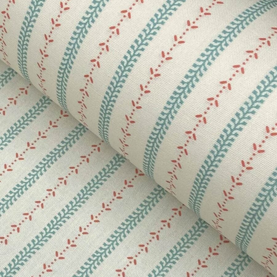 Maya Stripe Ivory - Seagreen and Coral