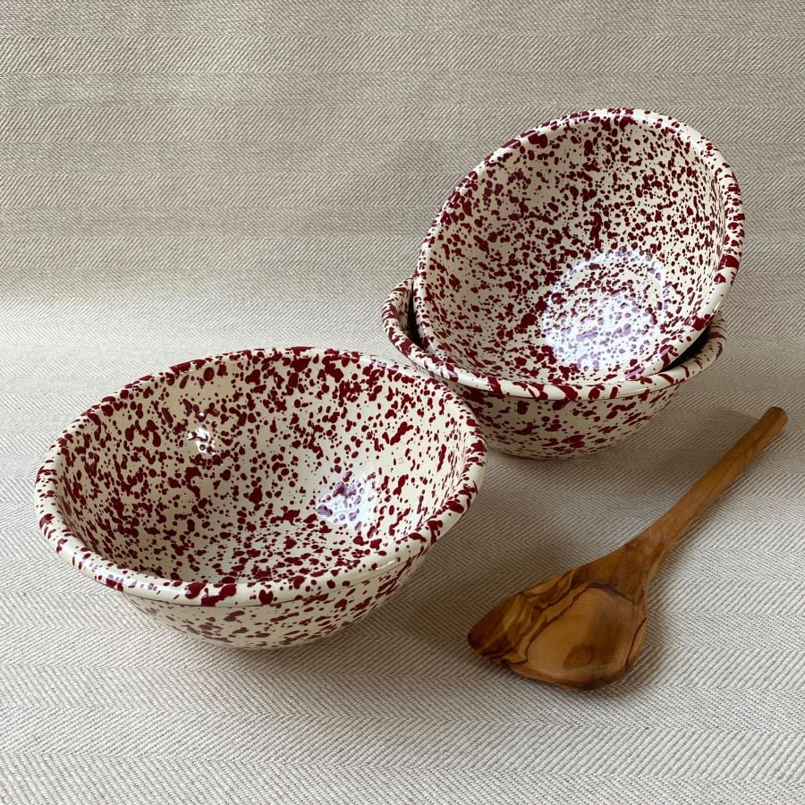 Enamelware Small Mixing Bowl - Burgundy