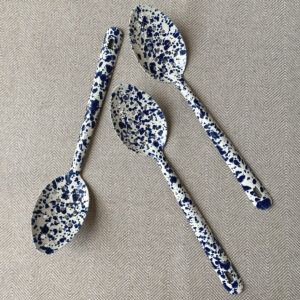 Enamelware Large Serving Spoon - Navy and Cream - Image 1