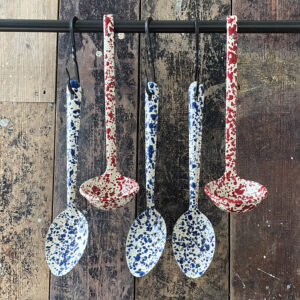 Enamelware Ladle - Burgundy and Cream - Image 5