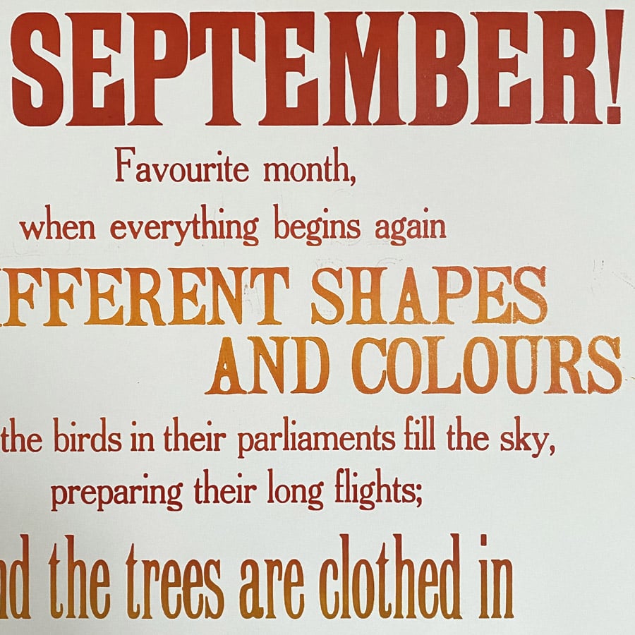 Oh, September Letterpress Poster Jen Whiskerd - Image 3