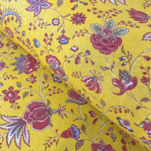 Oilcloth Dianthus - Yellow and Peony