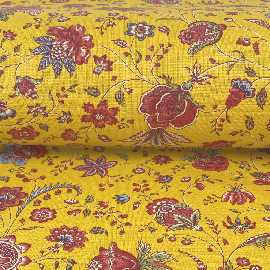 Oilcloth Dianthus - Yellow and Peony - Image 3