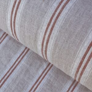 Washed Linen Oland Stripe - Brick - Image 1