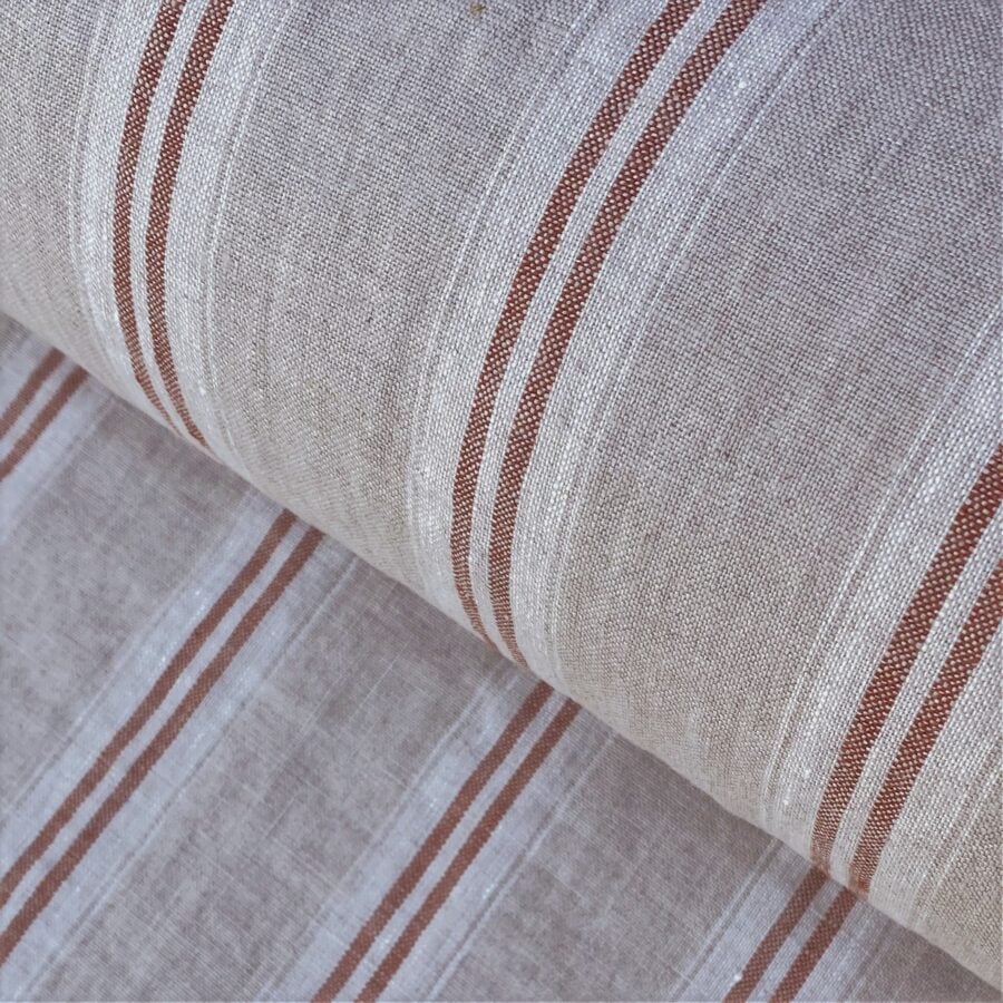 Washed Linen Oland Stripe - Brick