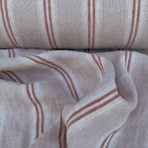 Washed Linen Oland Stripe - Brick - Image 2