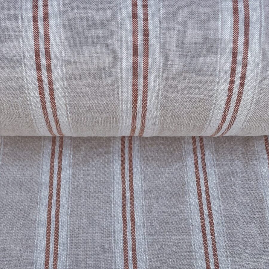 Washed Linen Oland Stripe - Brick - Image 3