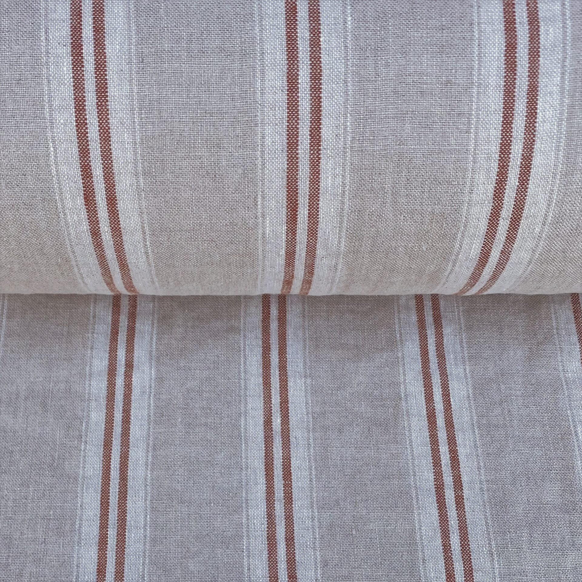 Washed Linen Oland Stripe - Brick - Image 3