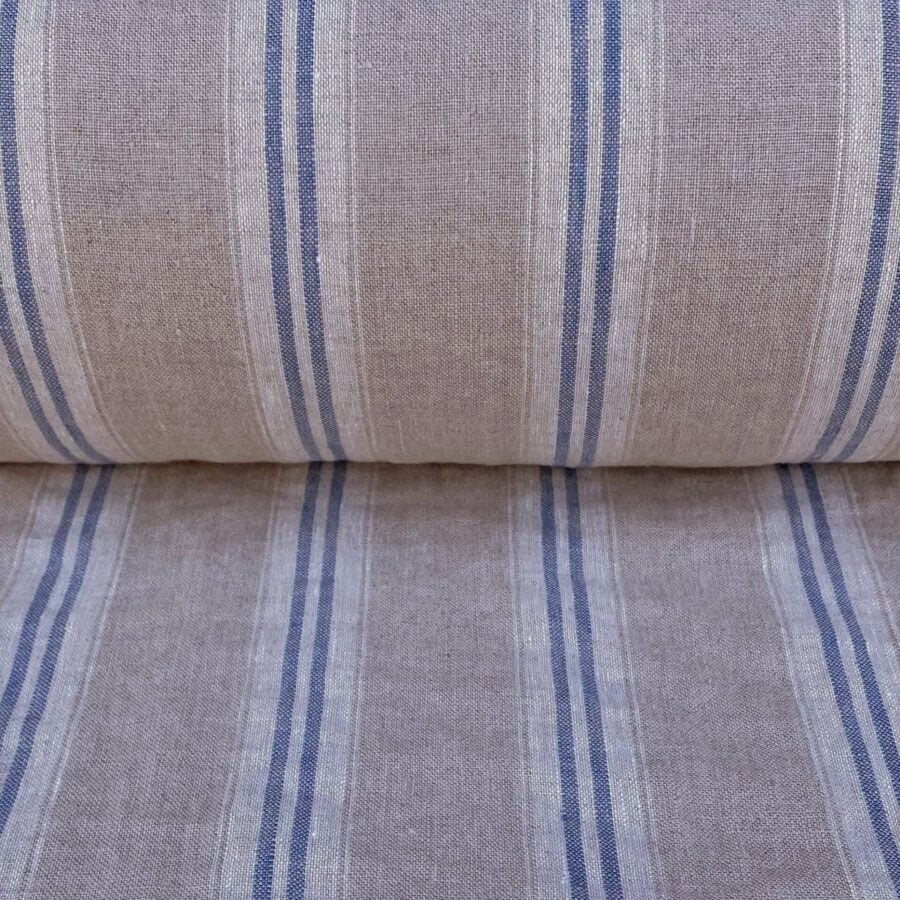 Washed Linen Oland Stripe - Denim Blue - Image 3