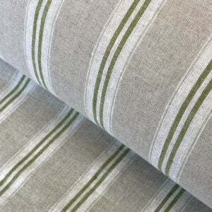 Washed Linen Oland Stripe - Grass Green - Image 1