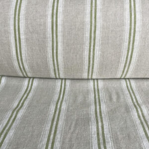 Washed Linen Oland Stripe - Grass Green - Image 3