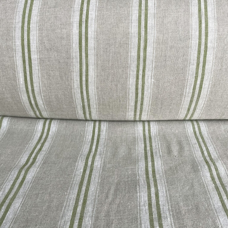 Washed Linen Oland Stripe - Grass Green - Image 3