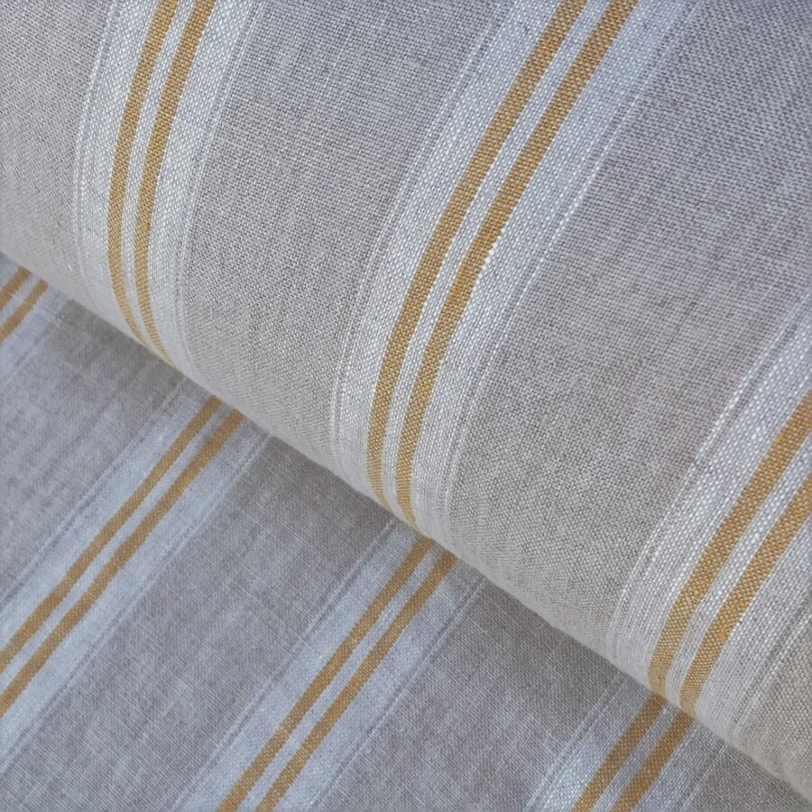 Washed Linen Oland Stripe - Saffron