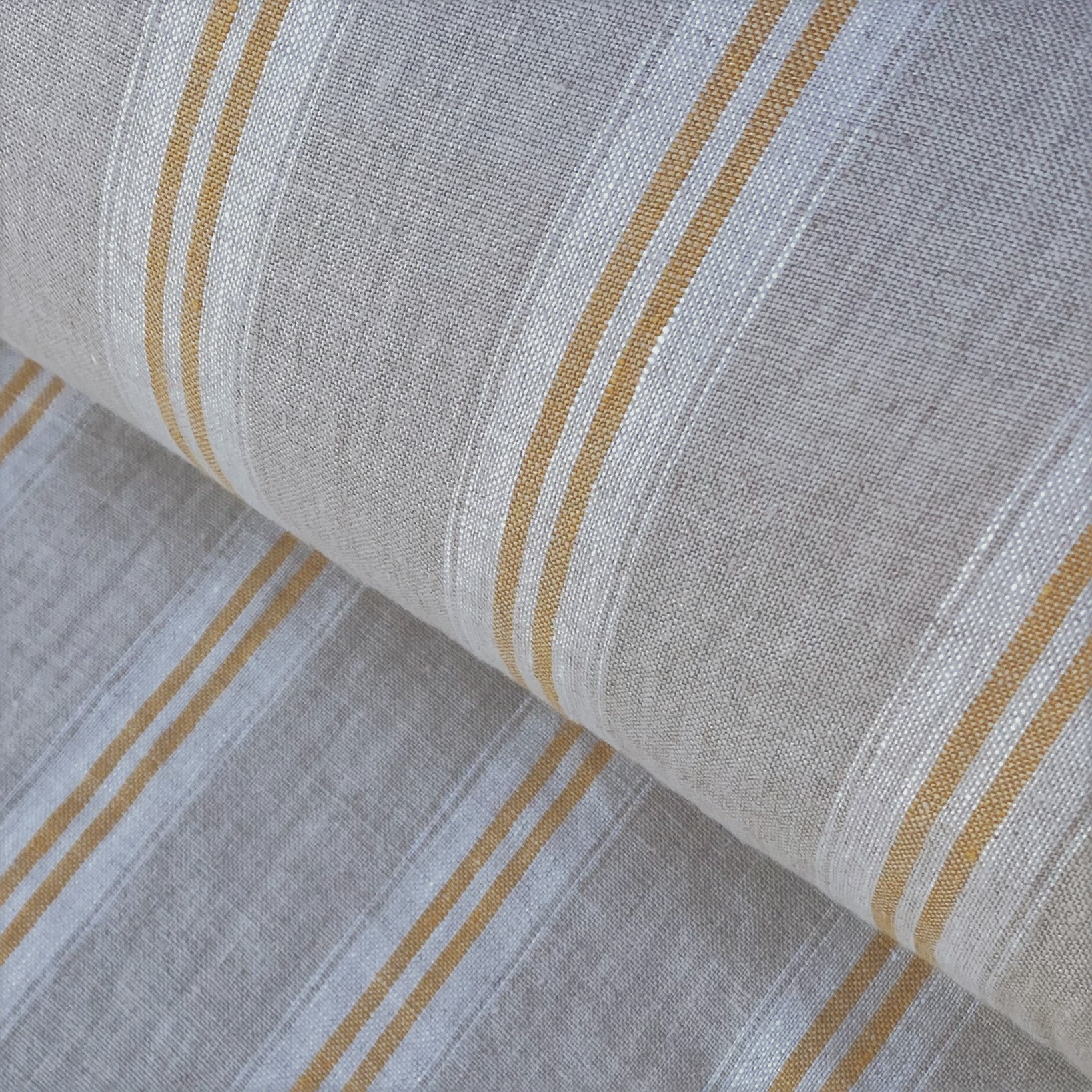 Washed Linen Oland Stripe - Saffron - Image 1
