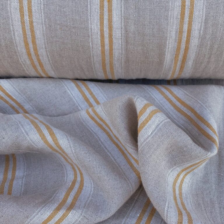 Washed Linen Oland Stripe - Saffron - Image 2