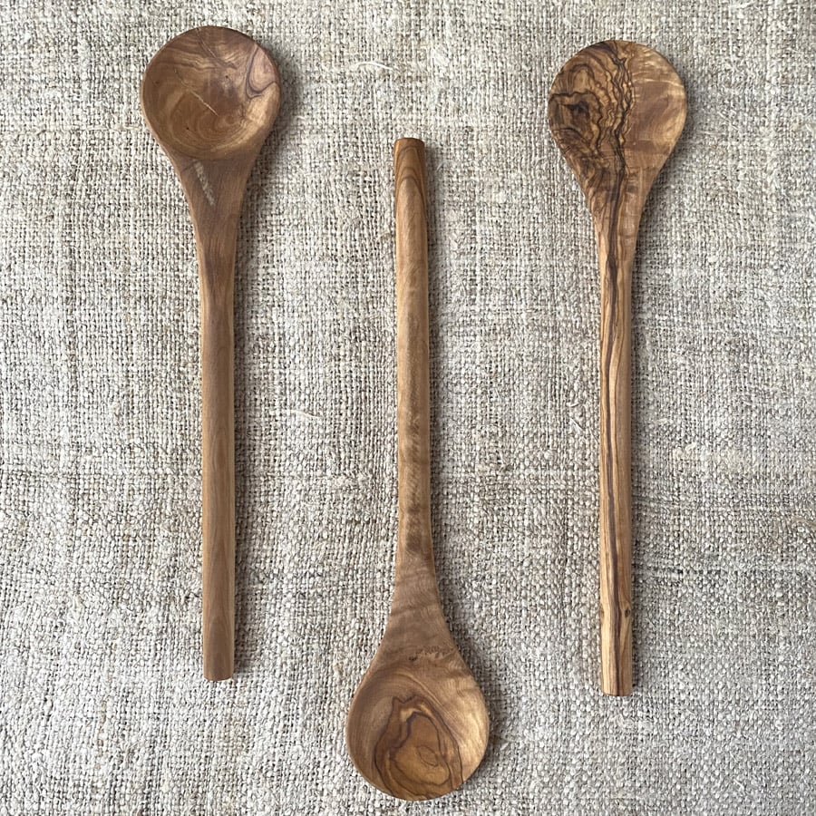 Olive Wood Round Spoon