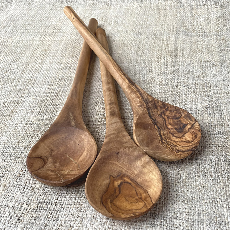 Olive Wood Round Spoon - Image 2