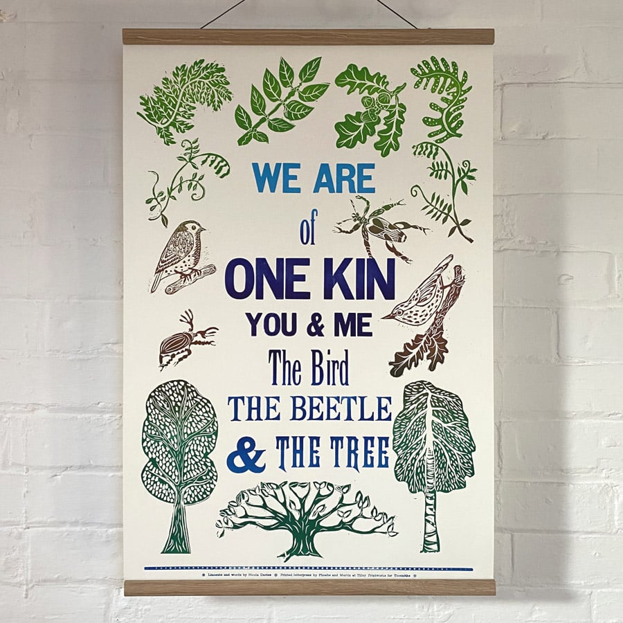 One Kin Letterpress Poster - Nicola Davies