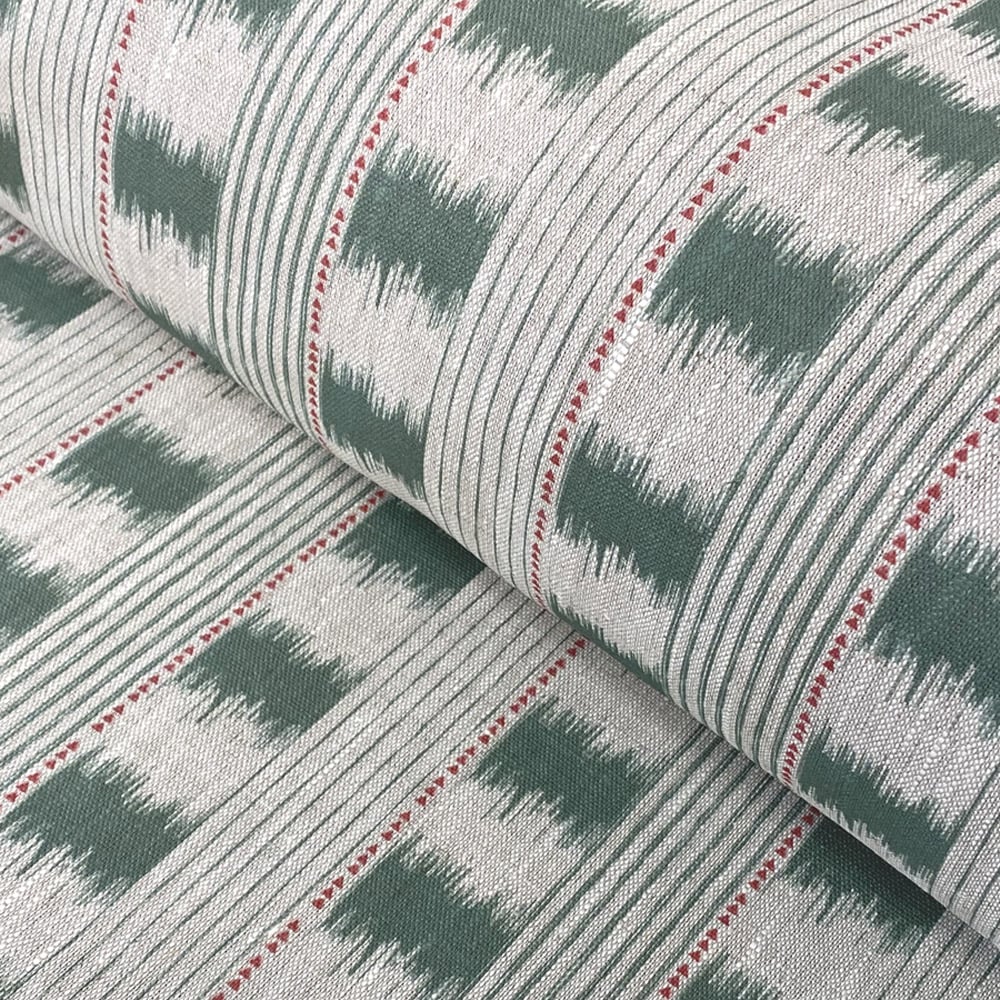 Otto Linen Stripe - Forest Green - Image 1