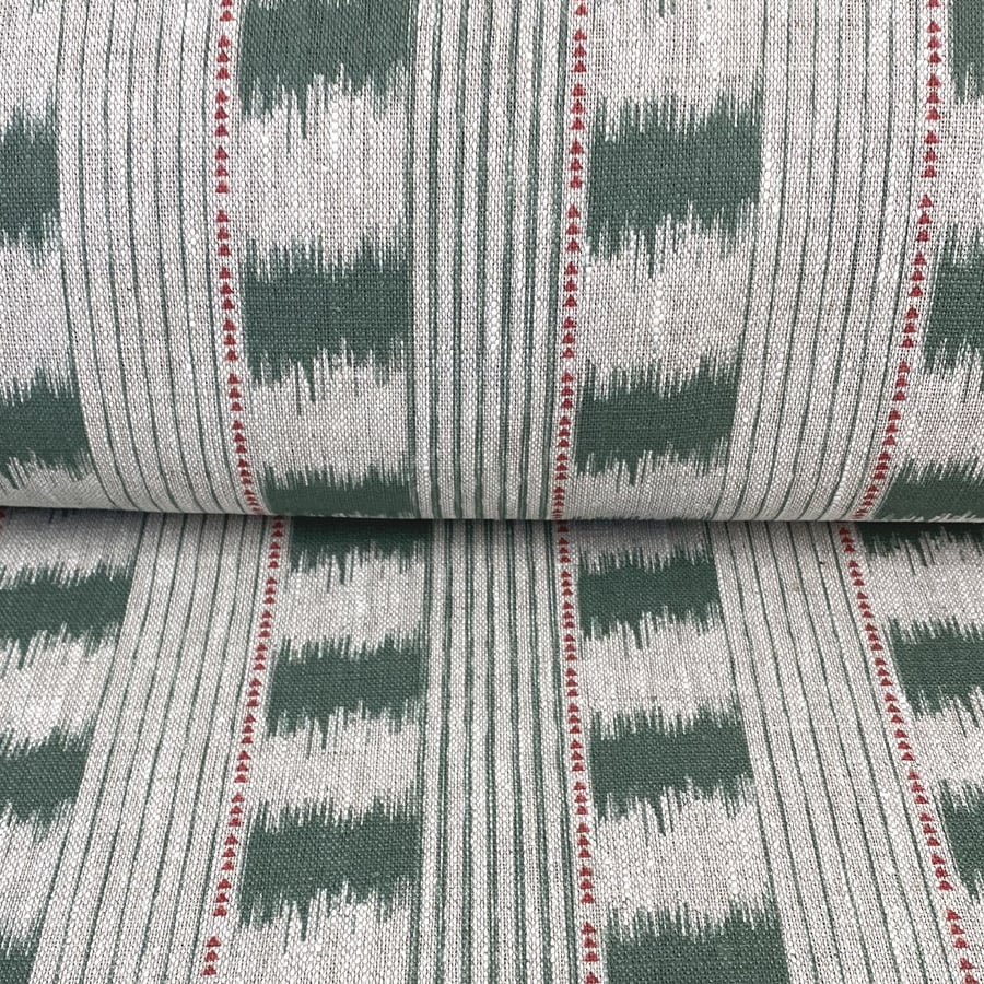 Otto Linen Stripe - Forest Green - Image 3