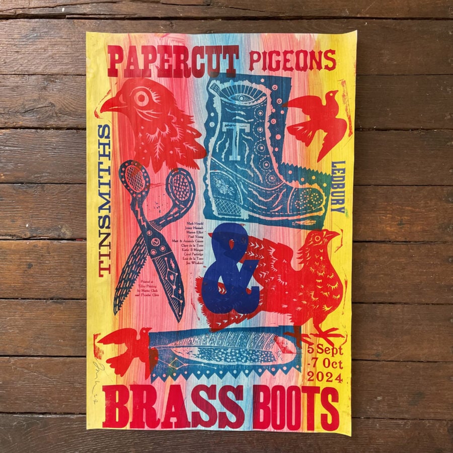 Paper Cut Pigeons & Brass Boots Poster - No.15