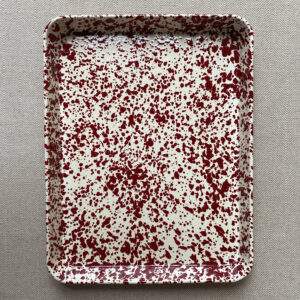 Enamelware Rectangle Tray - Burgundy and Cream - Image 3