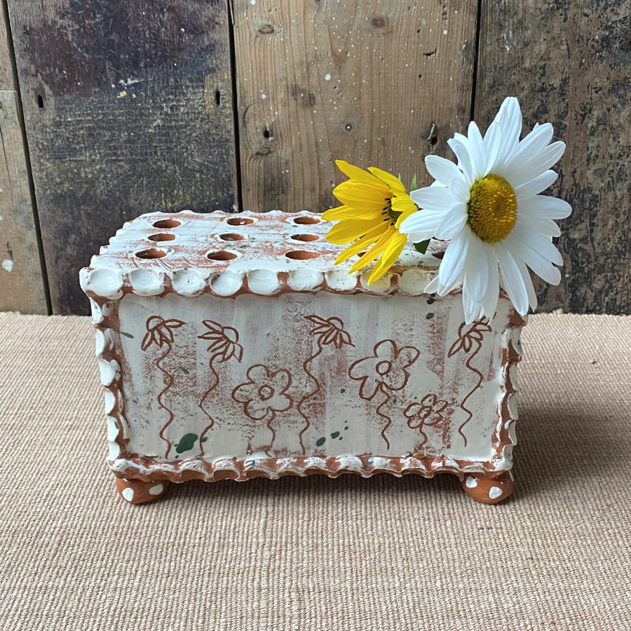 Sarah Monk Ceramic Flower Brick - White - Image 4